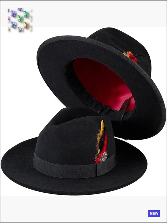 Wool Felt Wide Brim Fedora Hat Adjustable Drawstring Retro Church Dress Hat main image 7